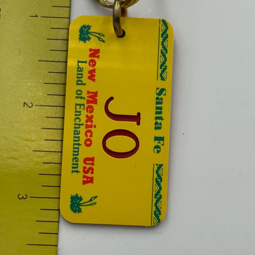 Vintage New Mexico License Plate Keychain Jo Santa Fe Land‎ Travel Souvenir